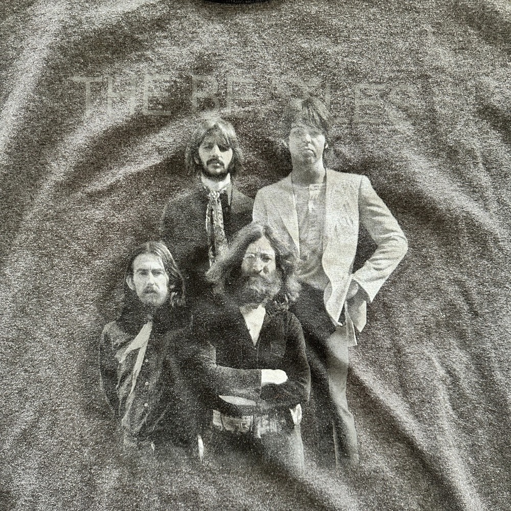 Vintage The‎ Beatles Ringer T-Shirt Mens XL Gray Crew Neck Short Sleeve Pullover - Picture 2 of 5